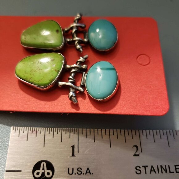 Vintage Turquoise Earrings Signed McKeown 98 Pls Read - Picture 5 of 5
